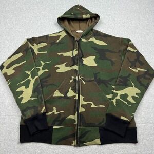 VTG 80s Ace Camouflage Hoodie Mens XL Zip Thermal Lined Hunting Jacket USA Made